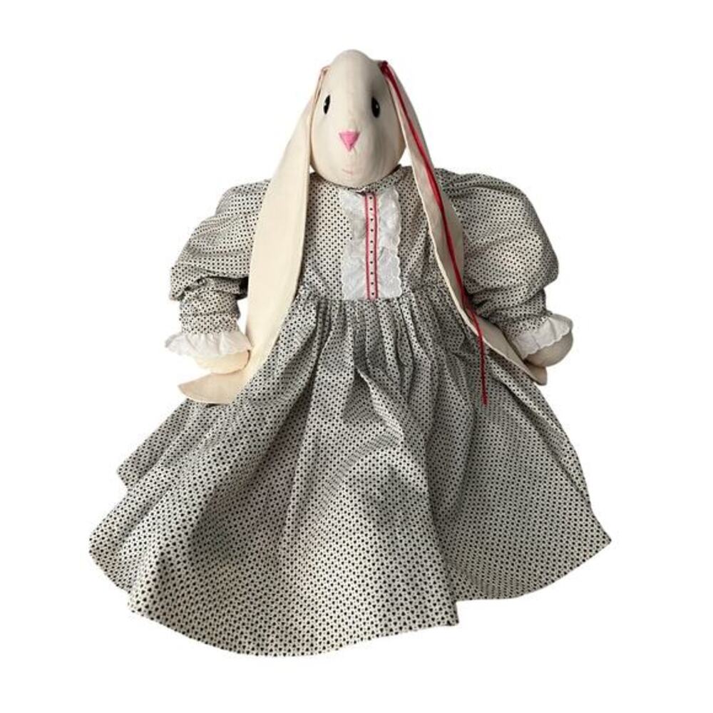 Vintage Long Eared Stuffed Bunny Rabbit in Dress and Pantaloons 29”